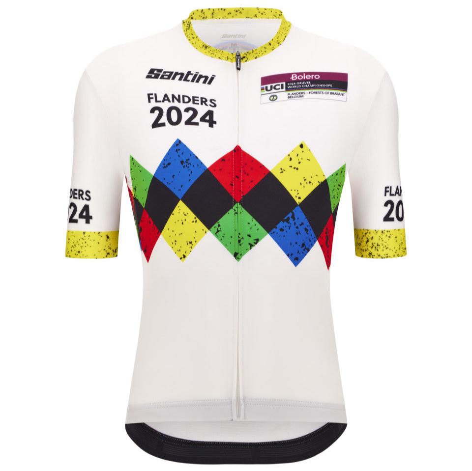 Maillot Santini Championnat du Monde UCI Gravel Flandre 2024 - Blanc