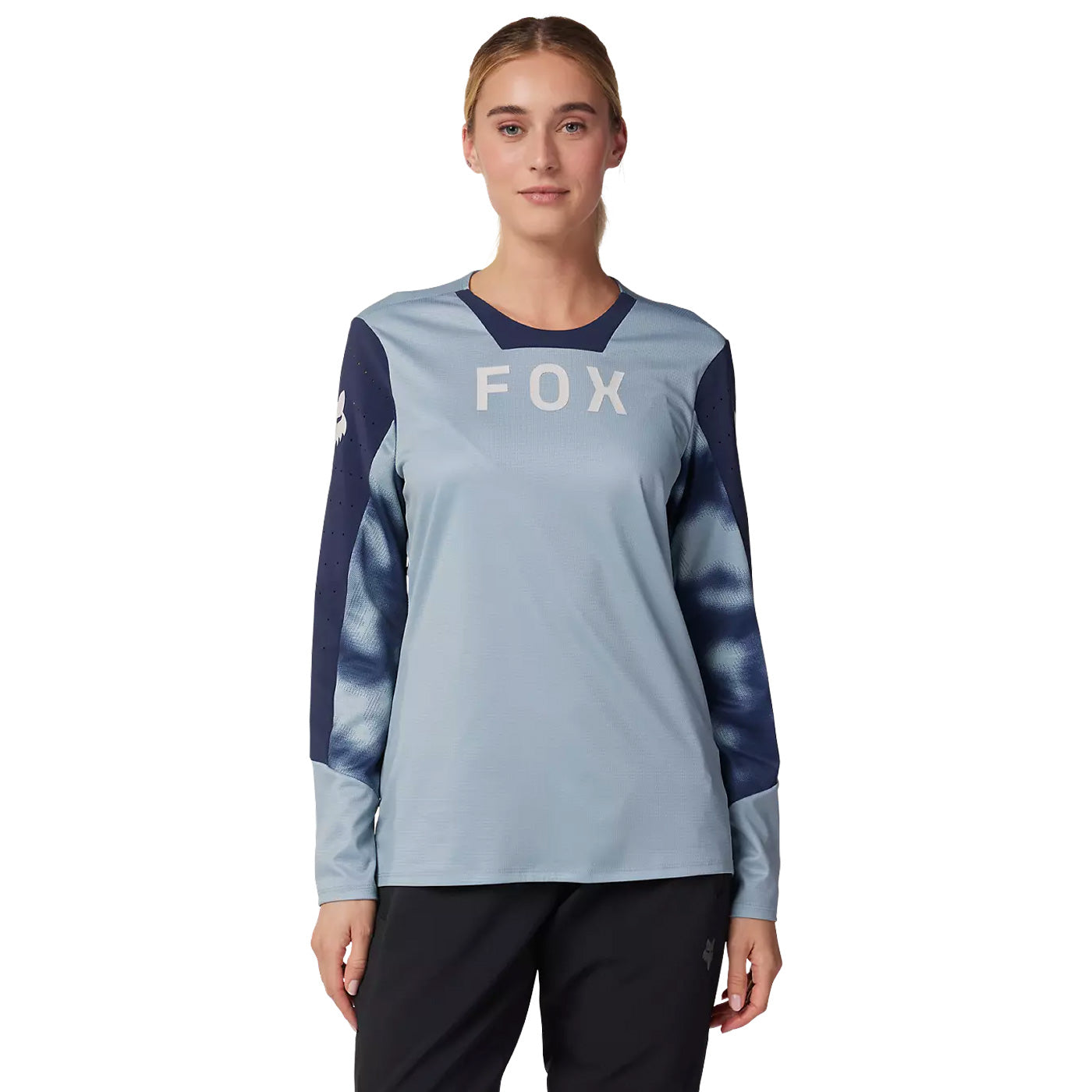 Maillot Fox Defend Taunt de manga larga para mujer - Azul claro