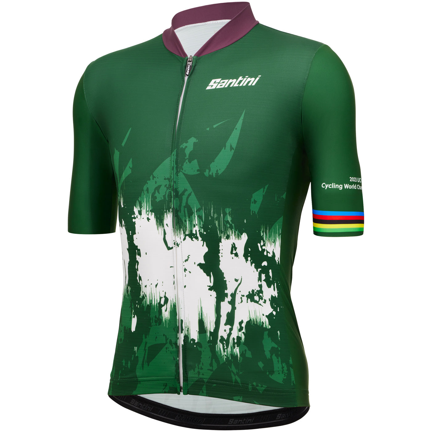 2018 Team Santini UCI Champion Biking Apparel Cycle Jersey and Padded Bib  Shorts Roupas Bicicleta White Rainbow