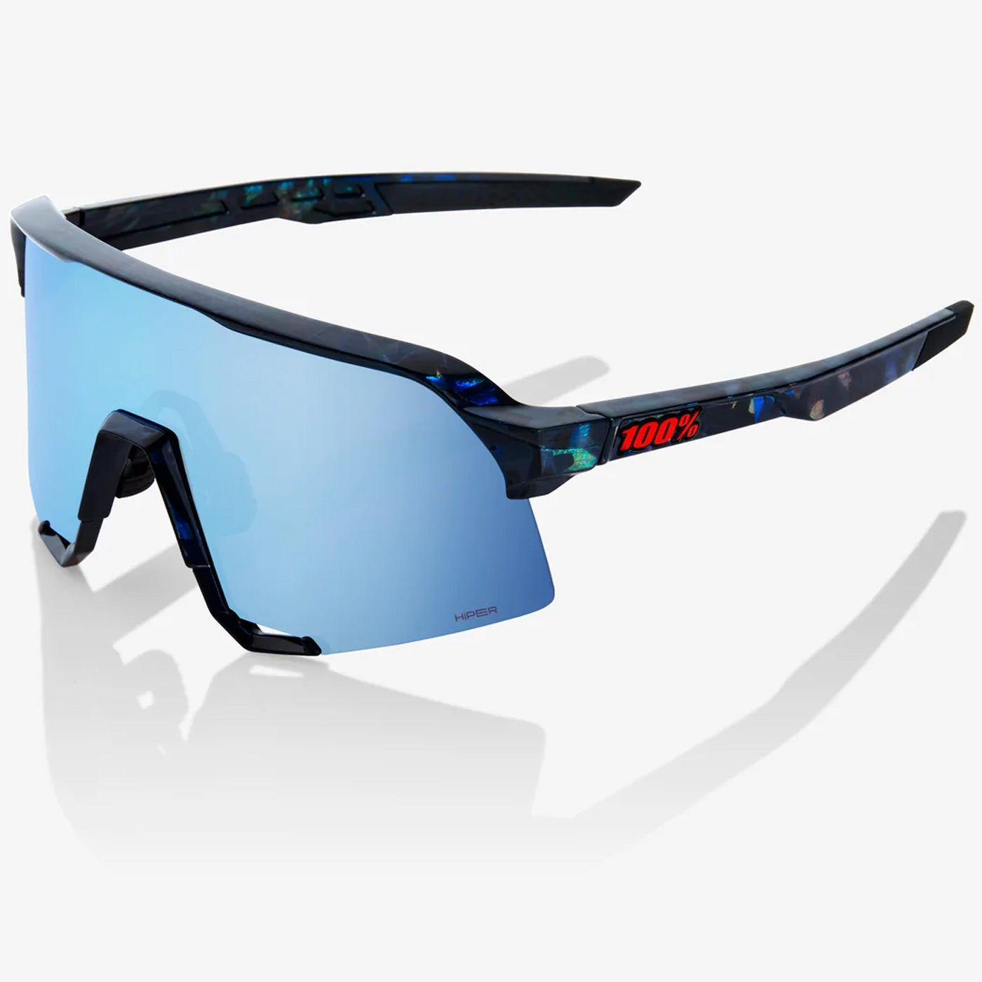 100% S3 sunglasses - Black Holographic HiPER Blue Mirror – All4cycling